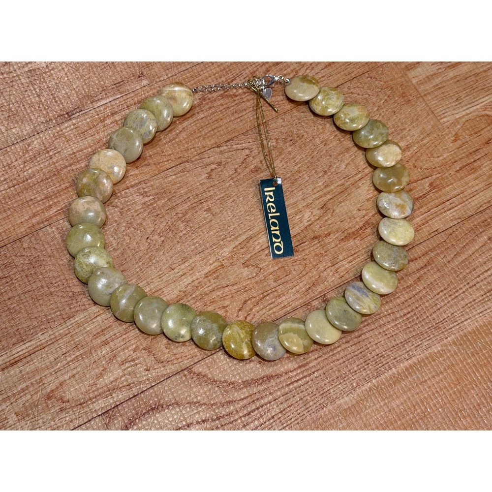 JC Walsh & Sons Connemara Marble Necklace Green Disc Bead Ireland New in Box